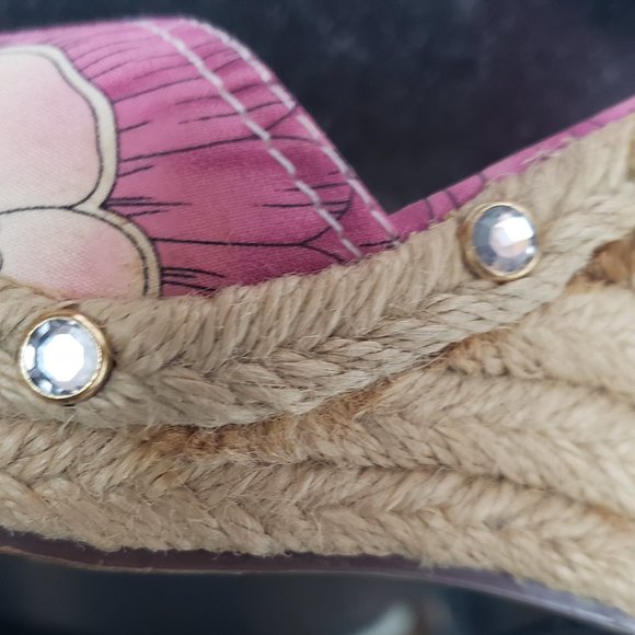 Nina Devin Floral Ribbon Tie Espadrille Wedges  Size 6 - Picture 9 of 10